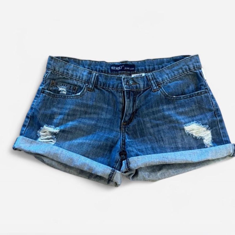 Revolt Jeans Blue Distressed Jean Shorts